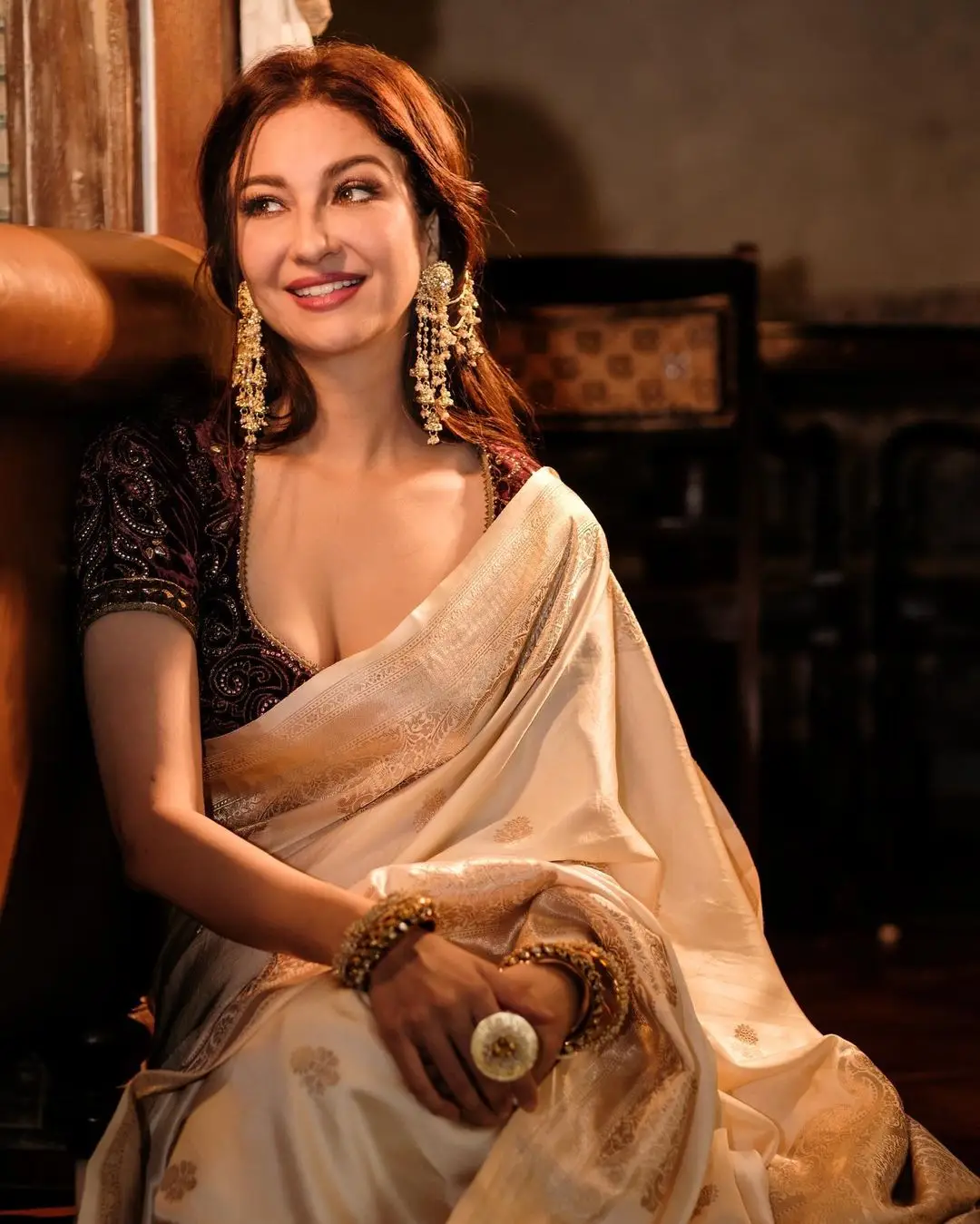 Bollywood Actress Saumya Tandon in White Saree